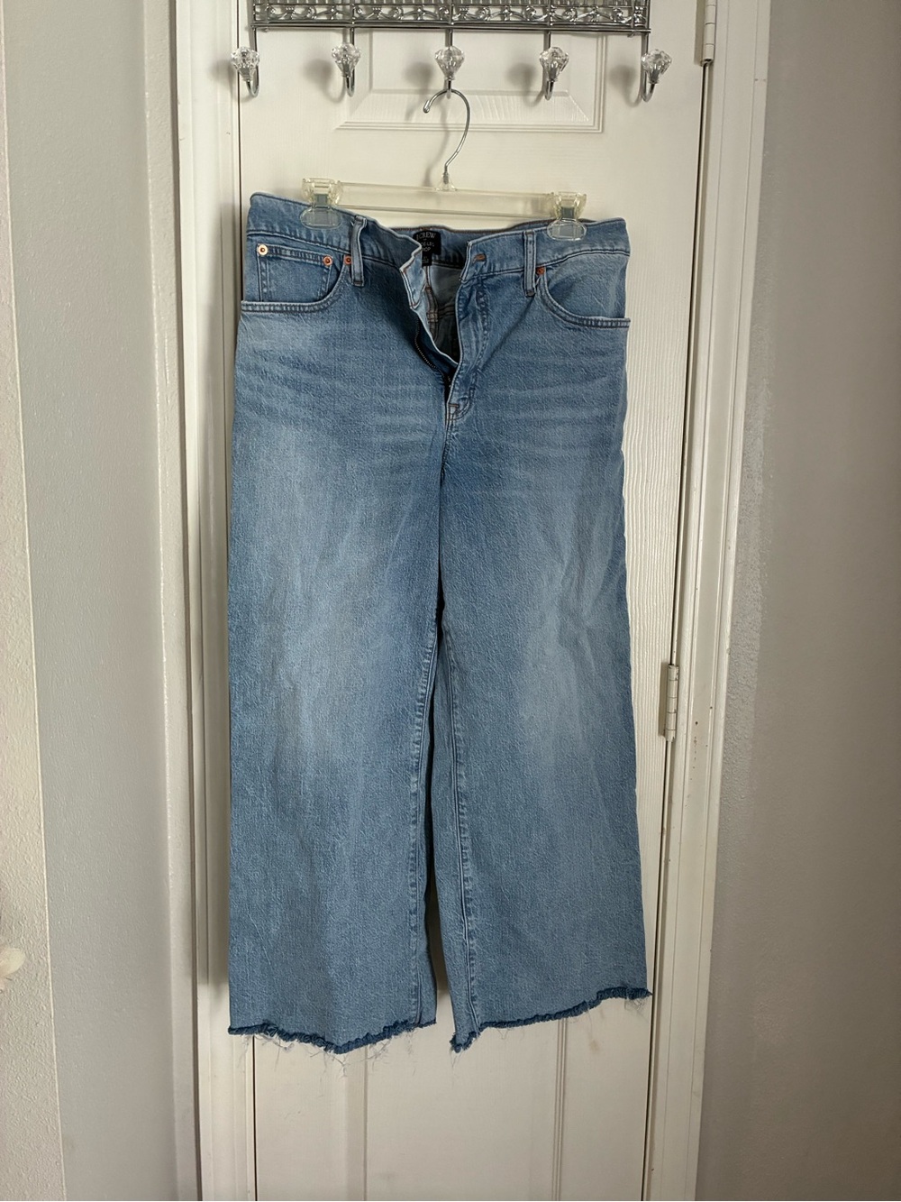 J. Crew Light Blue Wide-Leg Raw Hem Jeans